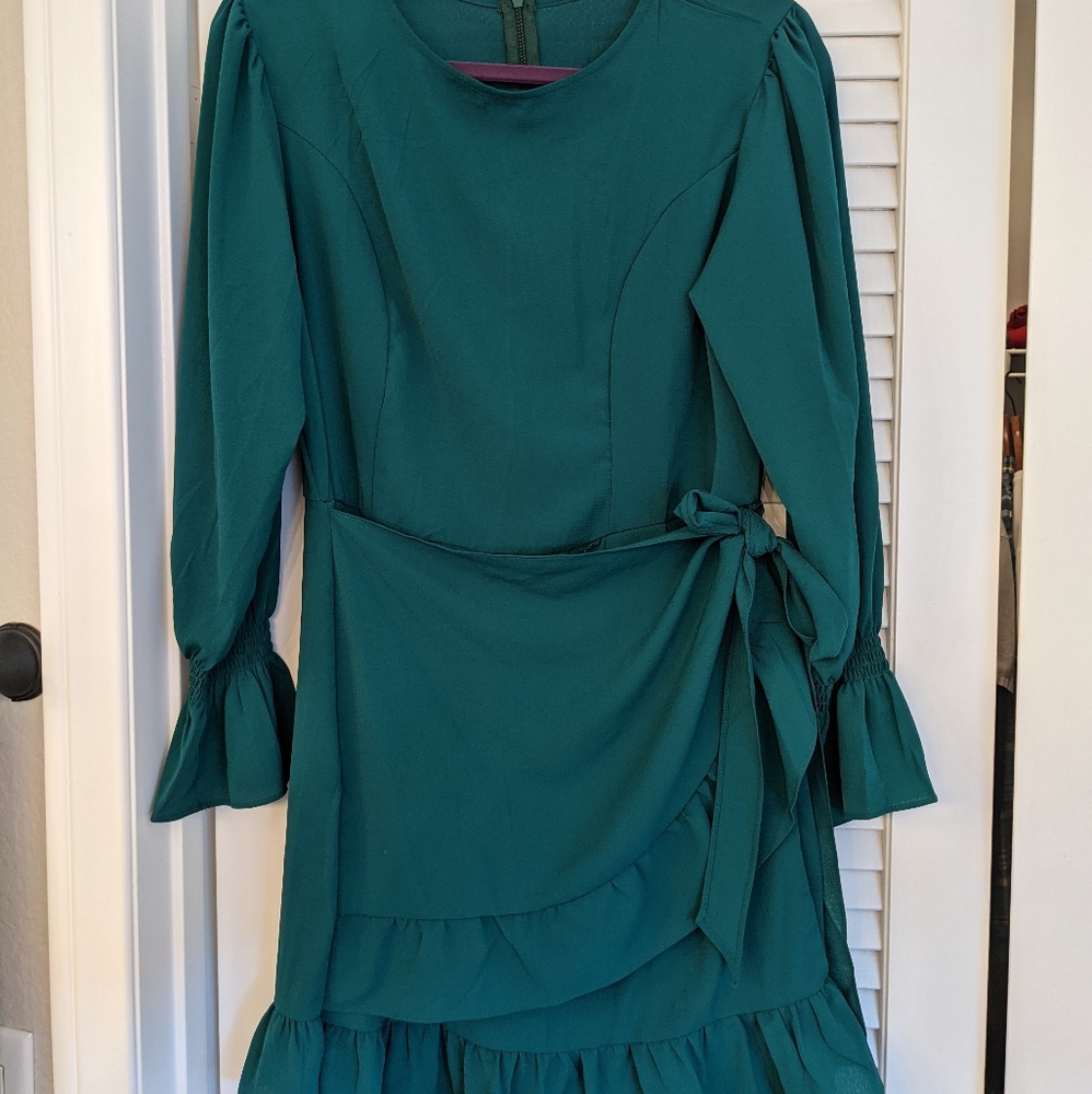 Green wrap dress